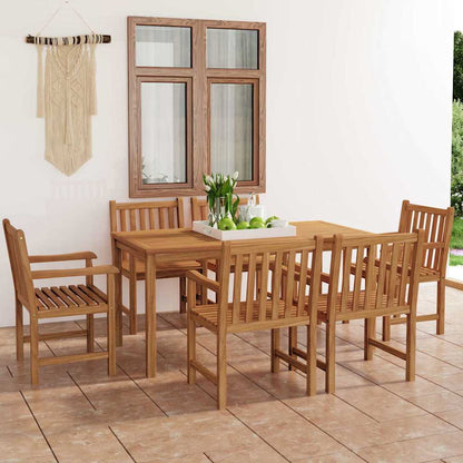 vidaXL 7 Piece Garden Dining Set 160x80 cm Solid Teak Wood 1