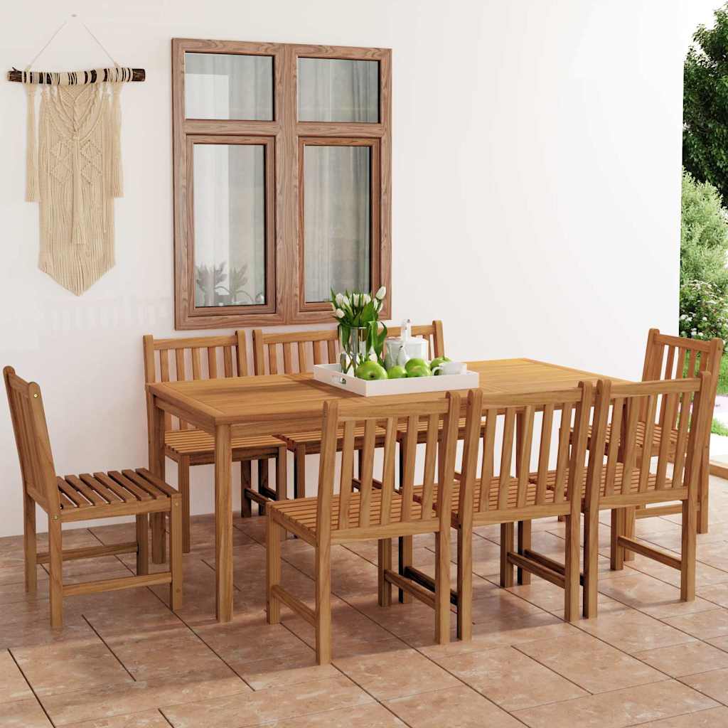 vidaXL 9 Piece Garden Dining Set 180x90 cm Solid Teak Wood 1