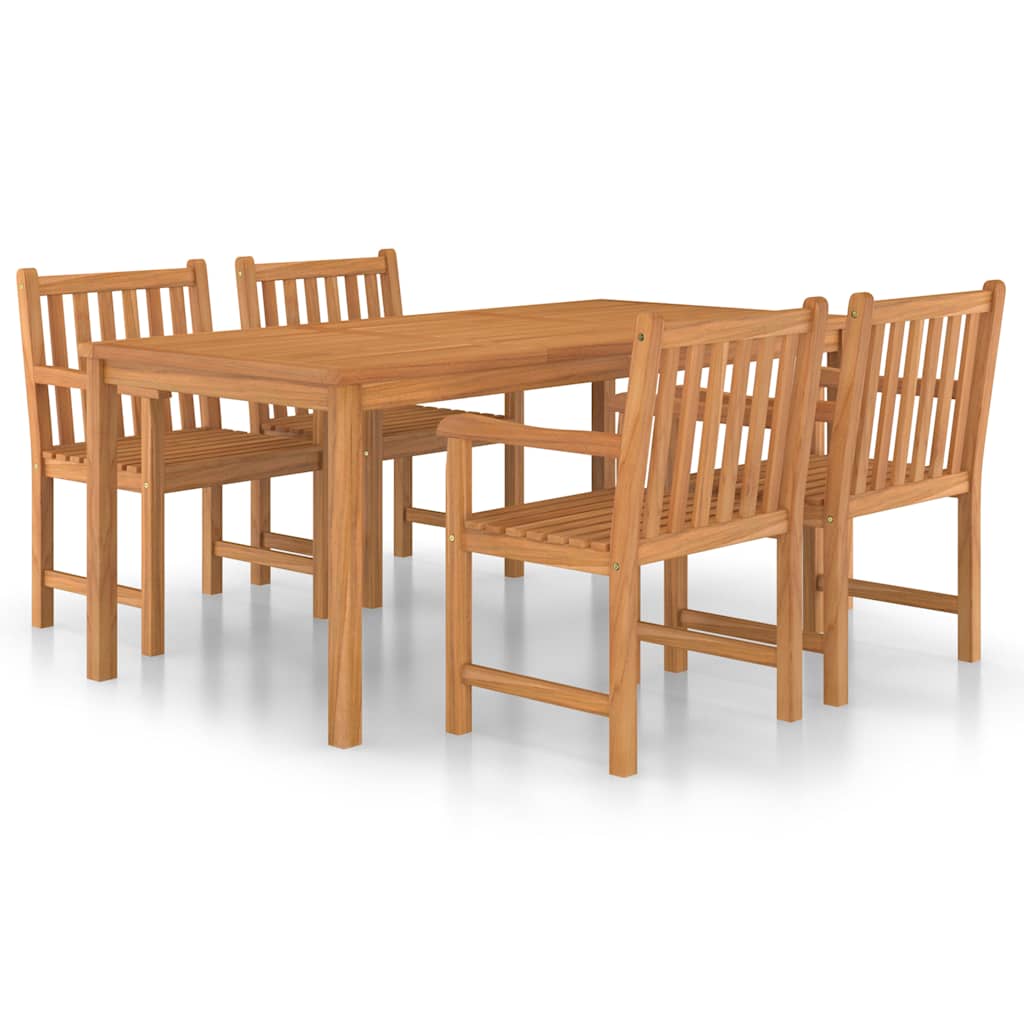 vidaXL 5 Piece Garden Dining Set 180x90 cm Solid Teak Wood 2