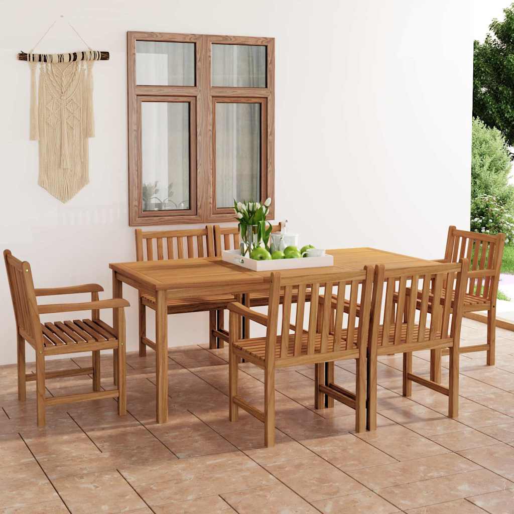 vidaXL 7 Piece Garden Dining Set 180x90 cm Solid Teak Wood 1
