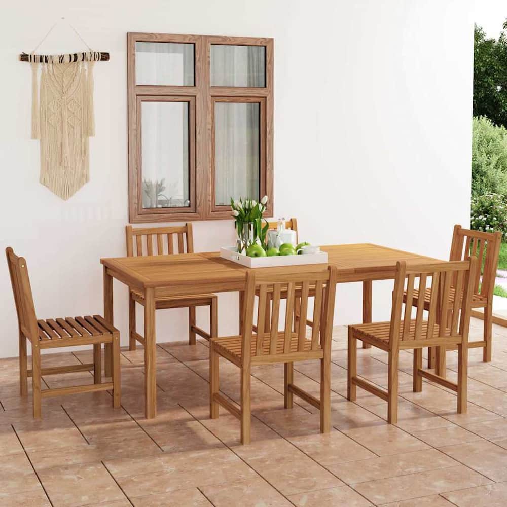 4 Piece Garden Dining Set Solid Wood Teak 6x chair + table