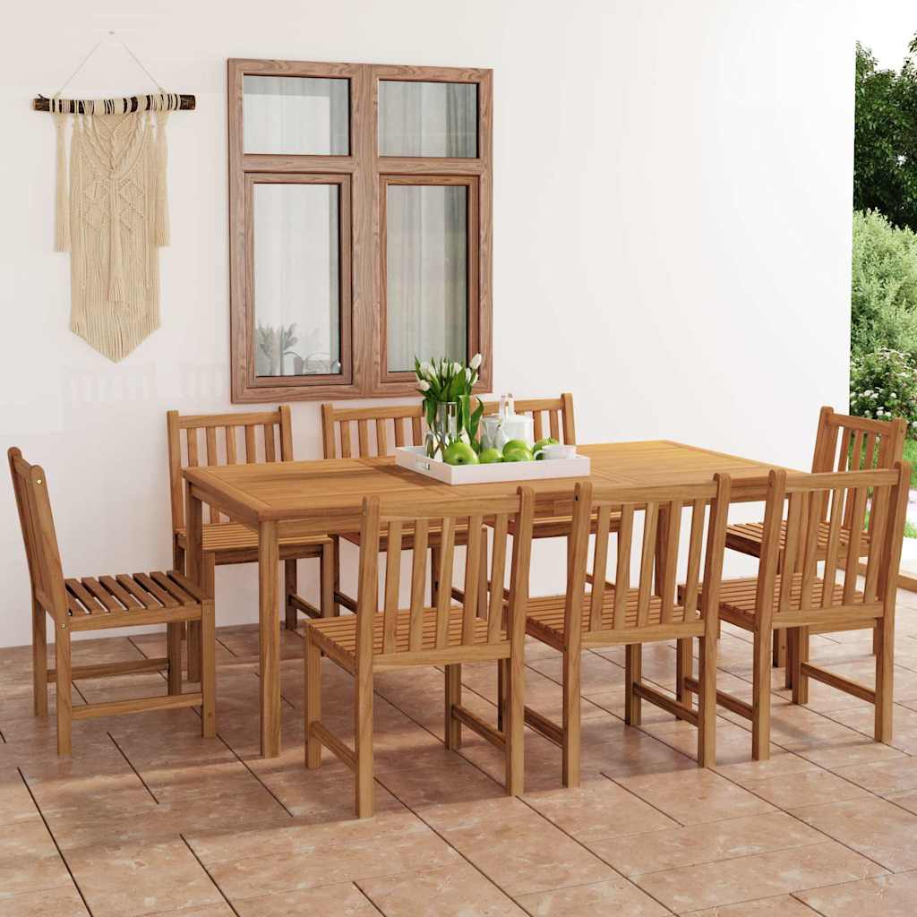 vidaXL 9 Piece Garden Dining Set 200x100 cm Solid Teak Wood 1