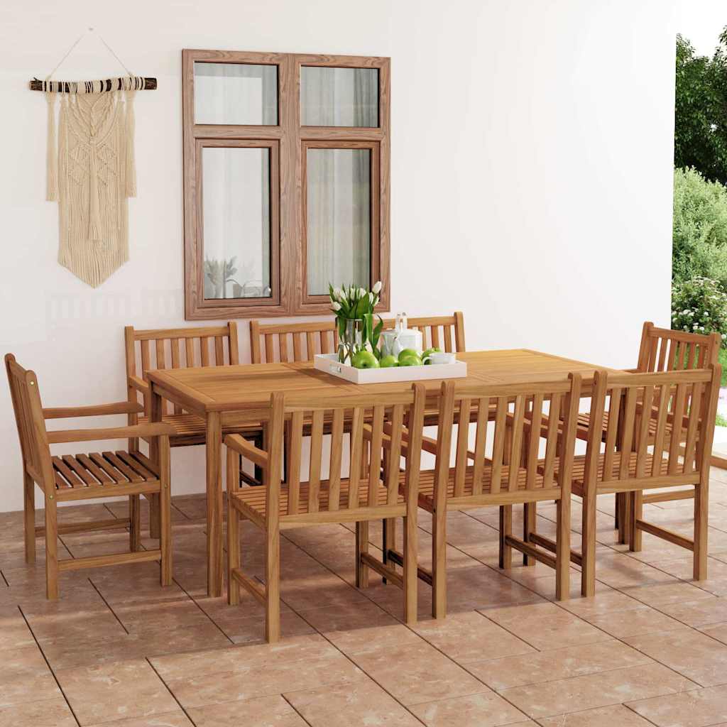 vidaXL 9 Piece Garden Dining Set 200x100 cm Solid Teak Wood 1