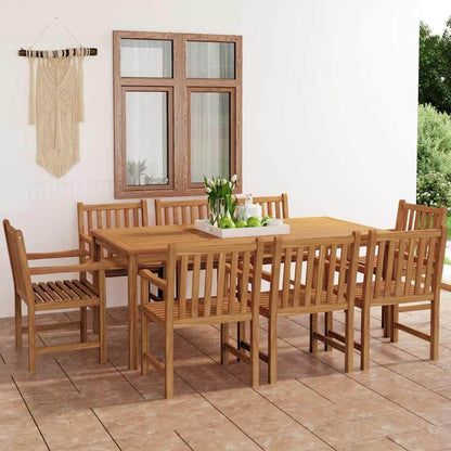 4 Piece Garden Dining Set Solid Wood Teak 8x armchair + table