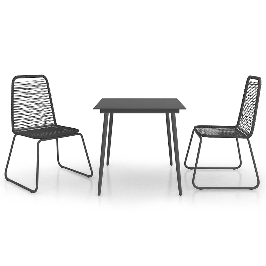 5 Piece Garden Dining Set PVC Rattan Black 2