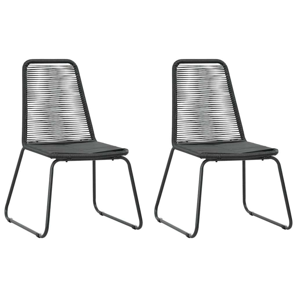 5 Piece Garden Dining Set PVC Rattan Black 2