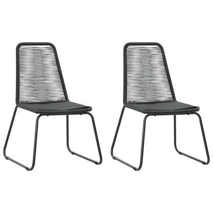 5 Piece Garden Dining Set PVC Rattan Black 2