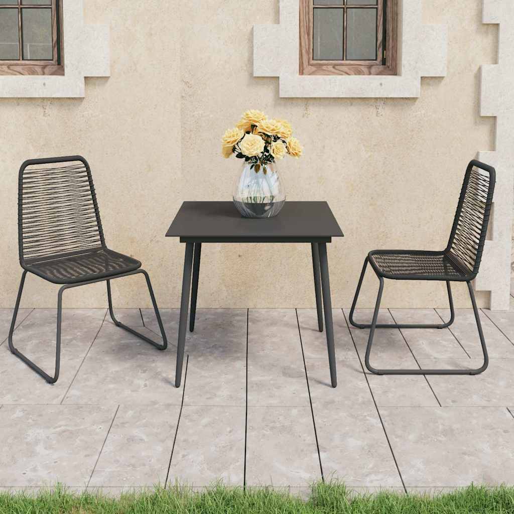 5 Piece Garden Dining Set PVC Rattan Black 2