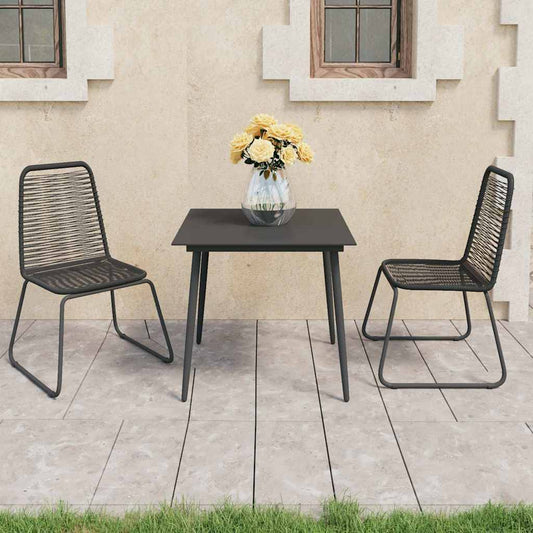 5 Piece Garden Dining Set PVC Rattan Black 2