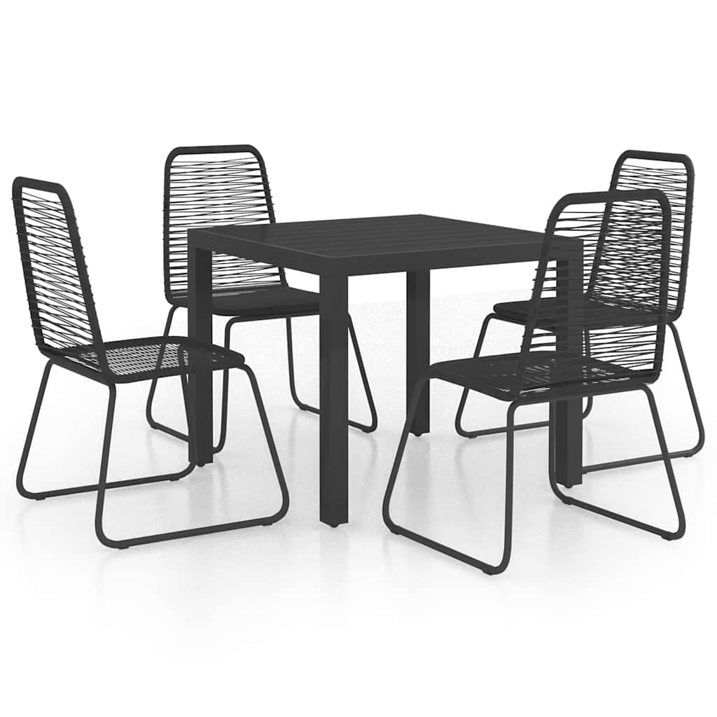 vidaXL 5 Piece Garden Dining Set PVC Rattan Black 2