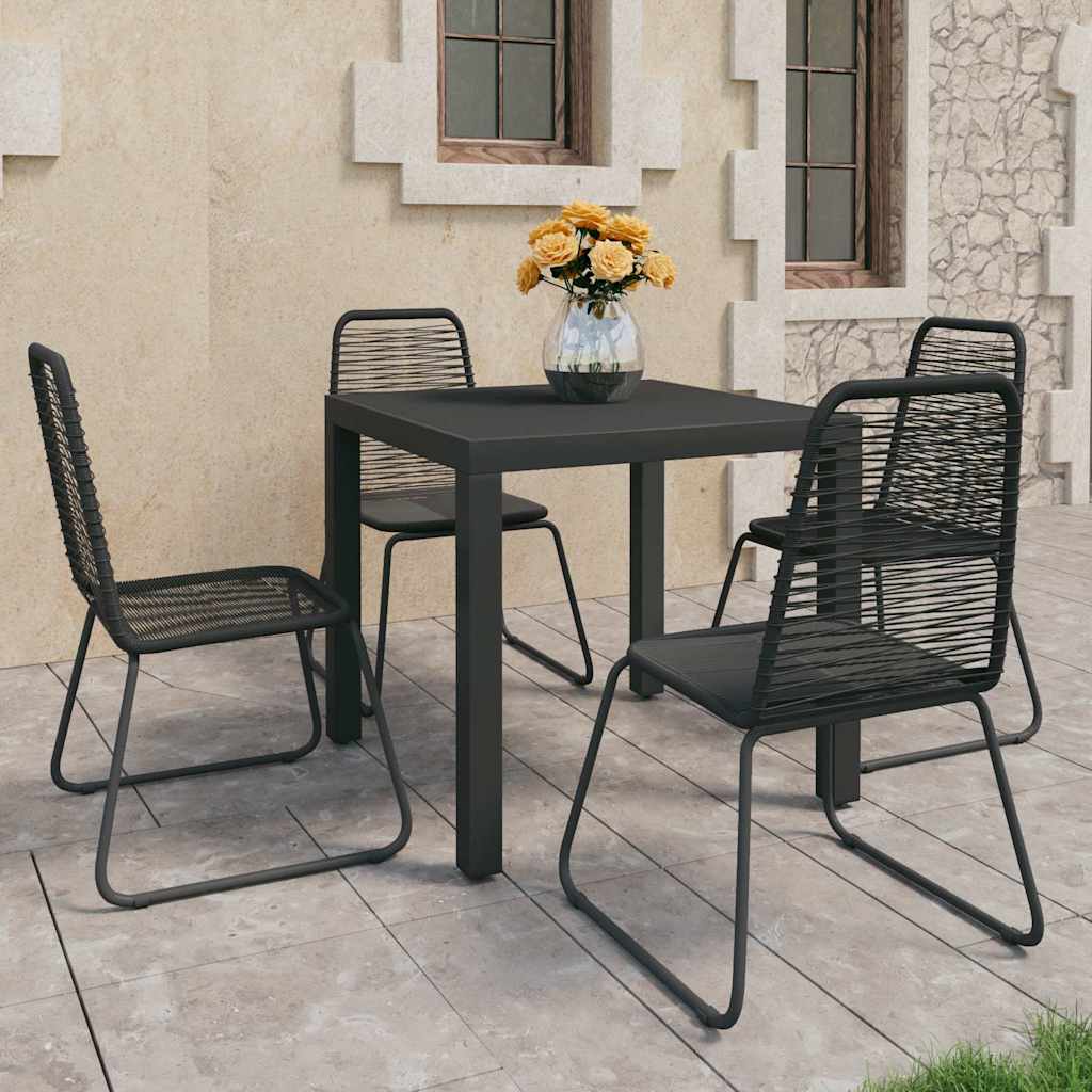 vidaXL 5 Piece Garden Dining Set PVC Rattan Black 1