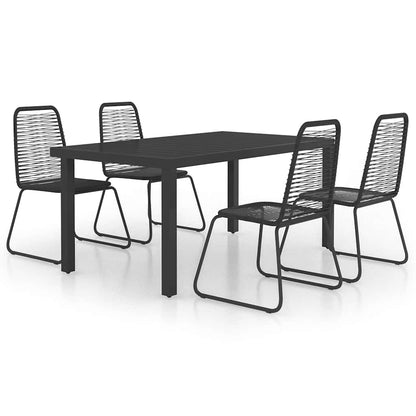 vidaXL 5 Piece Garden Dining Set PVC Rattan Black 2