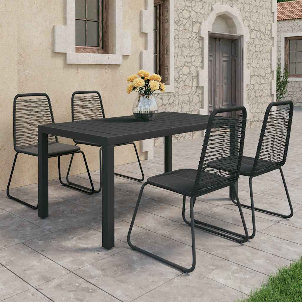 vidaXL 5 Piece Garden Dining Set PVC Rattan Black 1