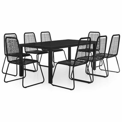 vidaXL 9 Piece Garden Dining Set PVC Rattan Black 2