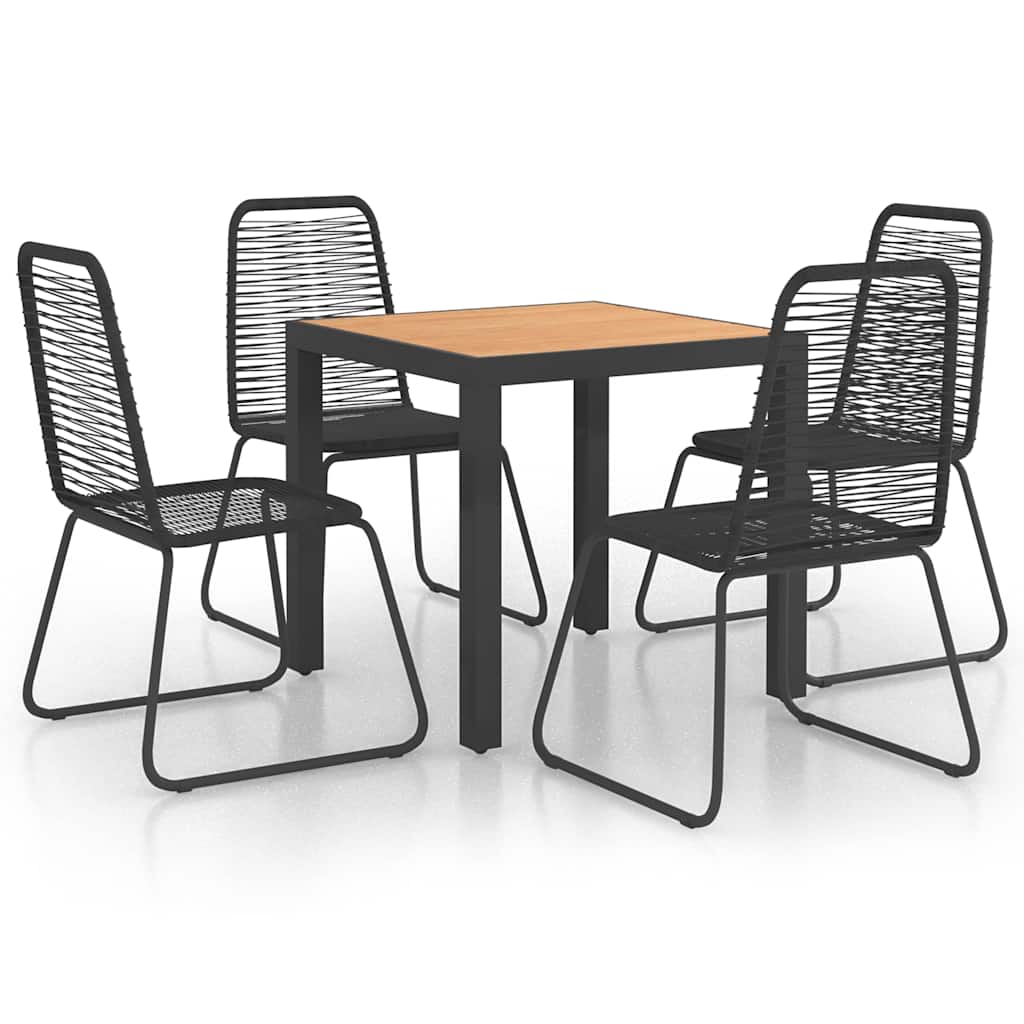 vidaXL 5 Piece Garden Dining Set PVC Rattan Black and Brown 2