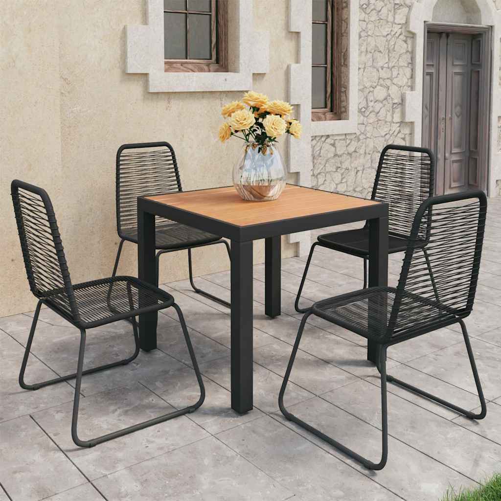 vidaXL 5 Piece Garden Dining Set PVC Rattan Black and Brown 1