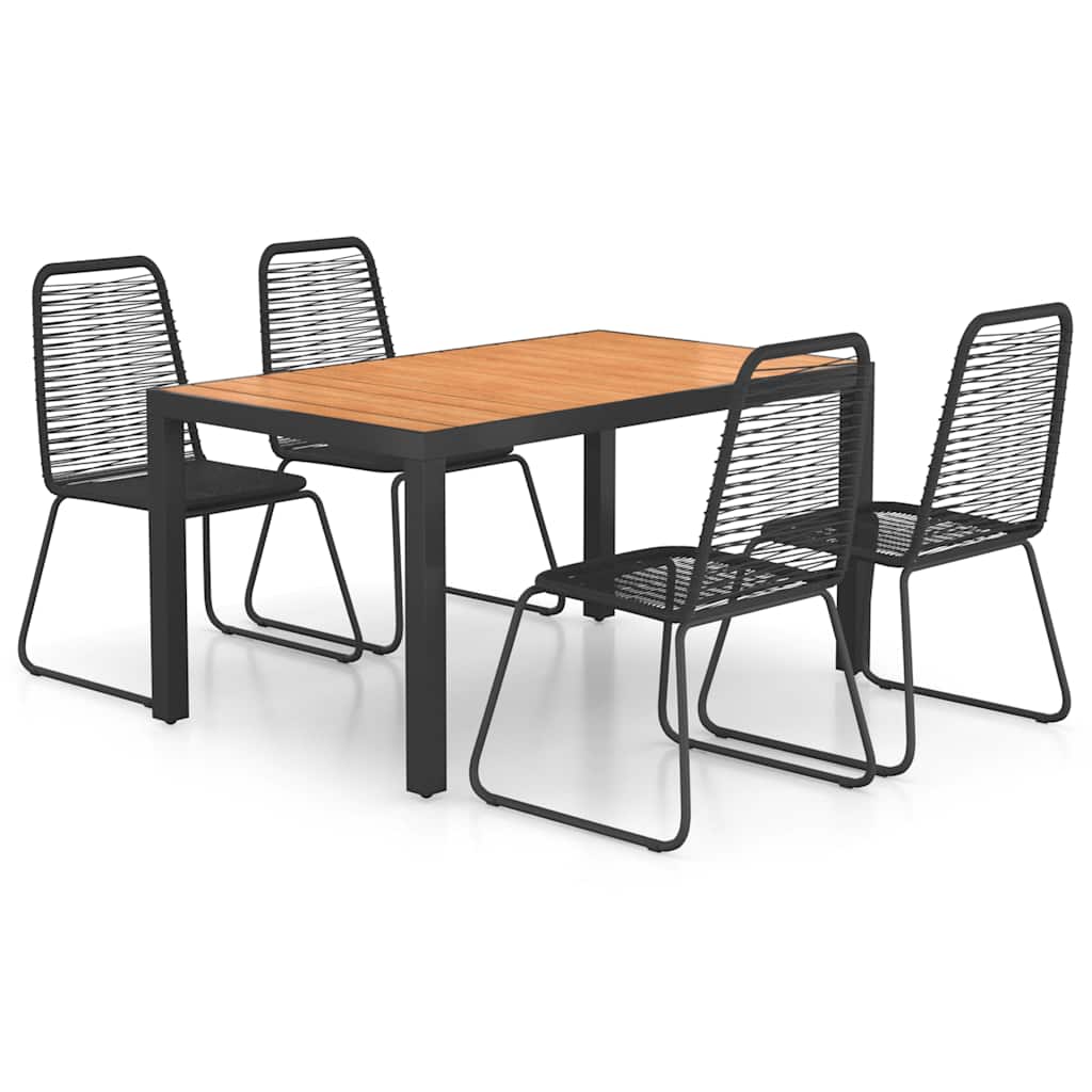 vidaXL 5 Piece Garden Dining Set PVC Rattan Black and Brown 2