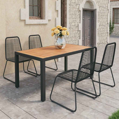 vidaXL 5 Piece Garden Dining Set PVC Rattan Black and Brown 1