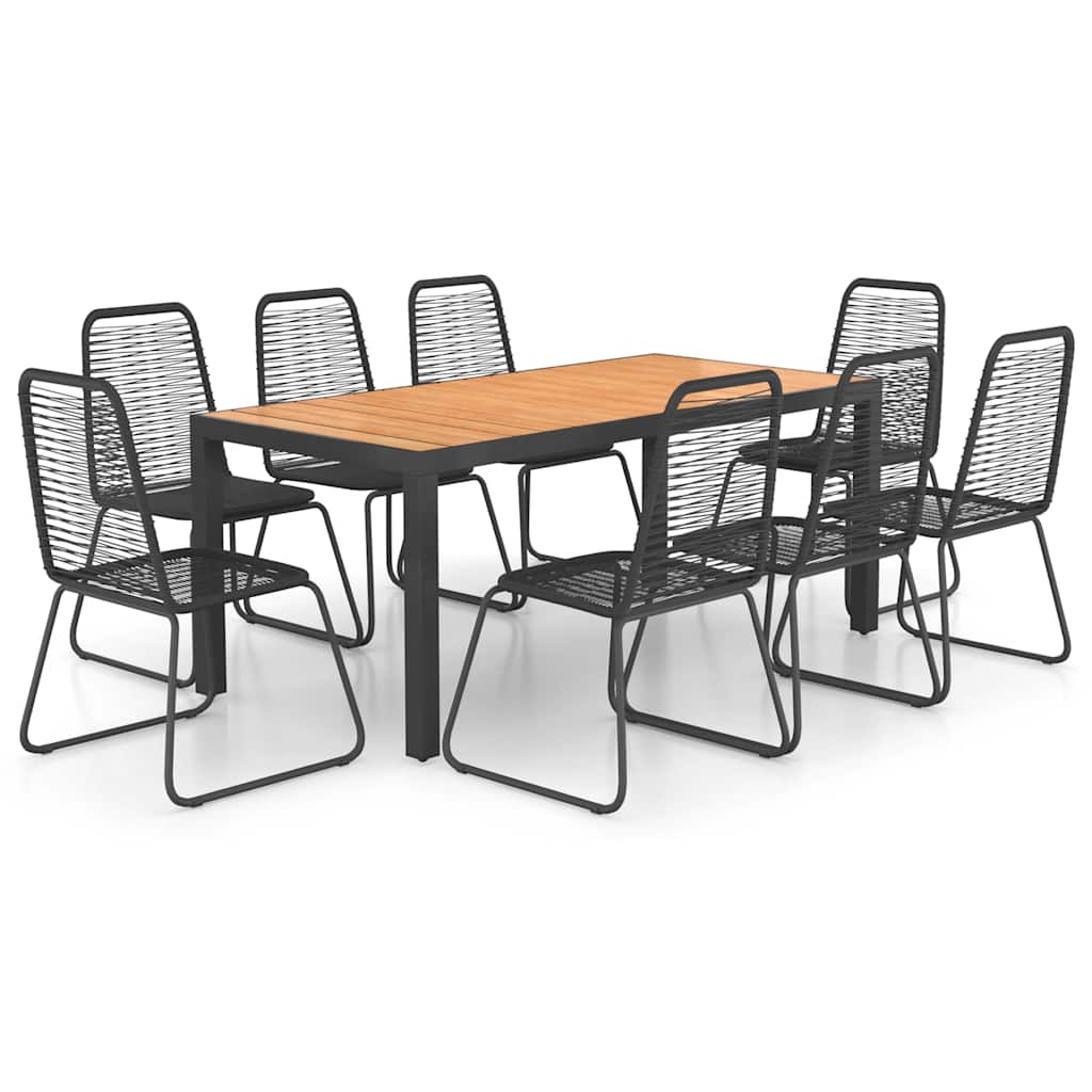 vidaXL 9 Piece Garden Dining Set PVC Rattan Black and Brown 2