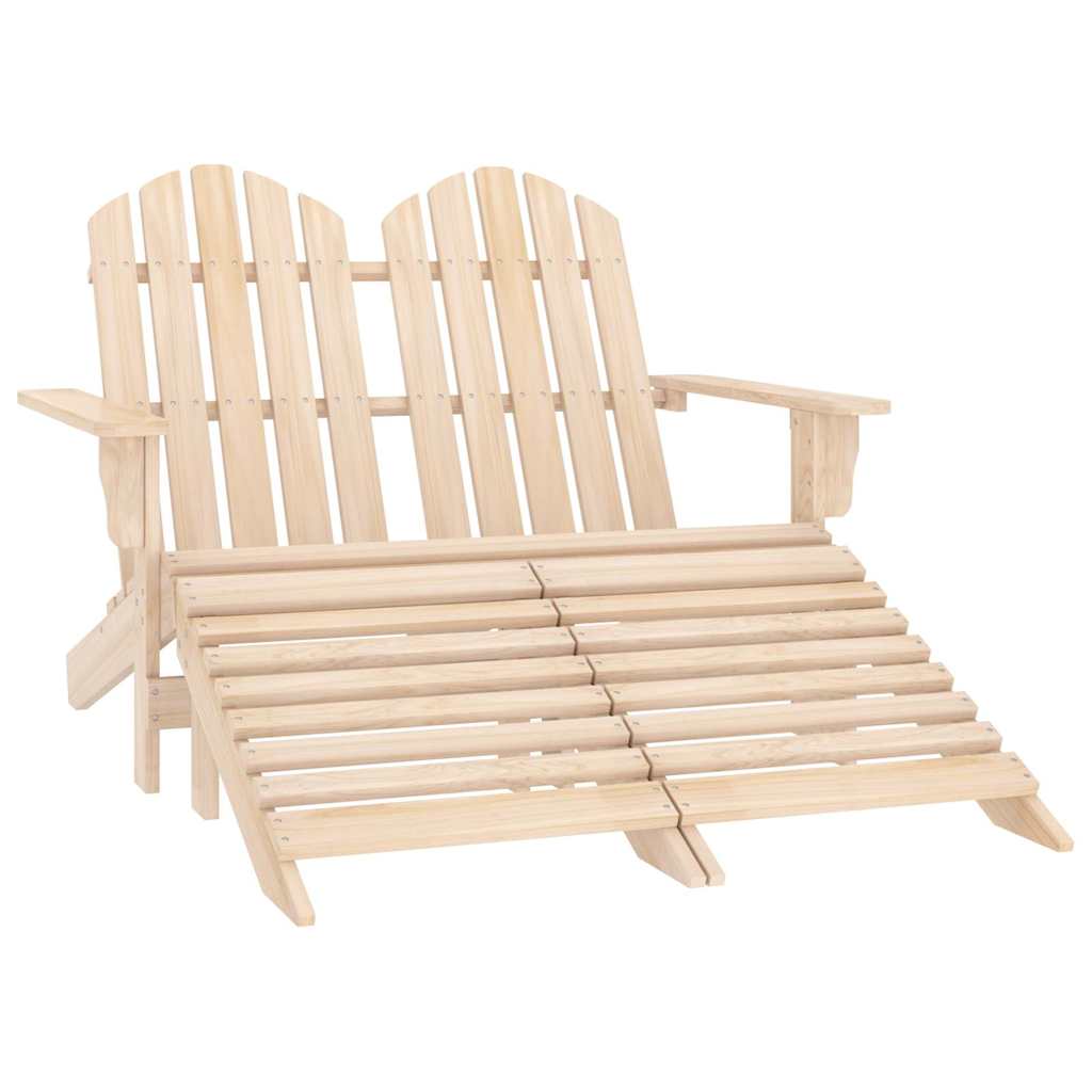 2-Seater Garden Adirondack Chair&Ottoman Fir Wood Light brown