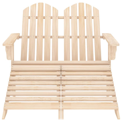 2-Seater Garden Adirondack Chair&Ottoman Fir Wood Light brown
