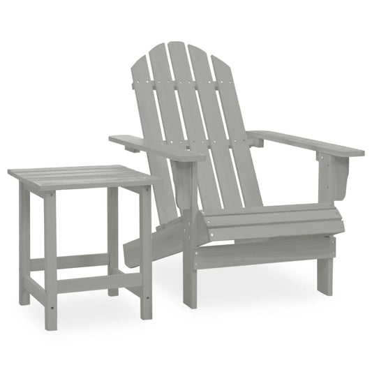 vidaXL Garden Adirondack Chair with Table Solid Fir Wood Grey