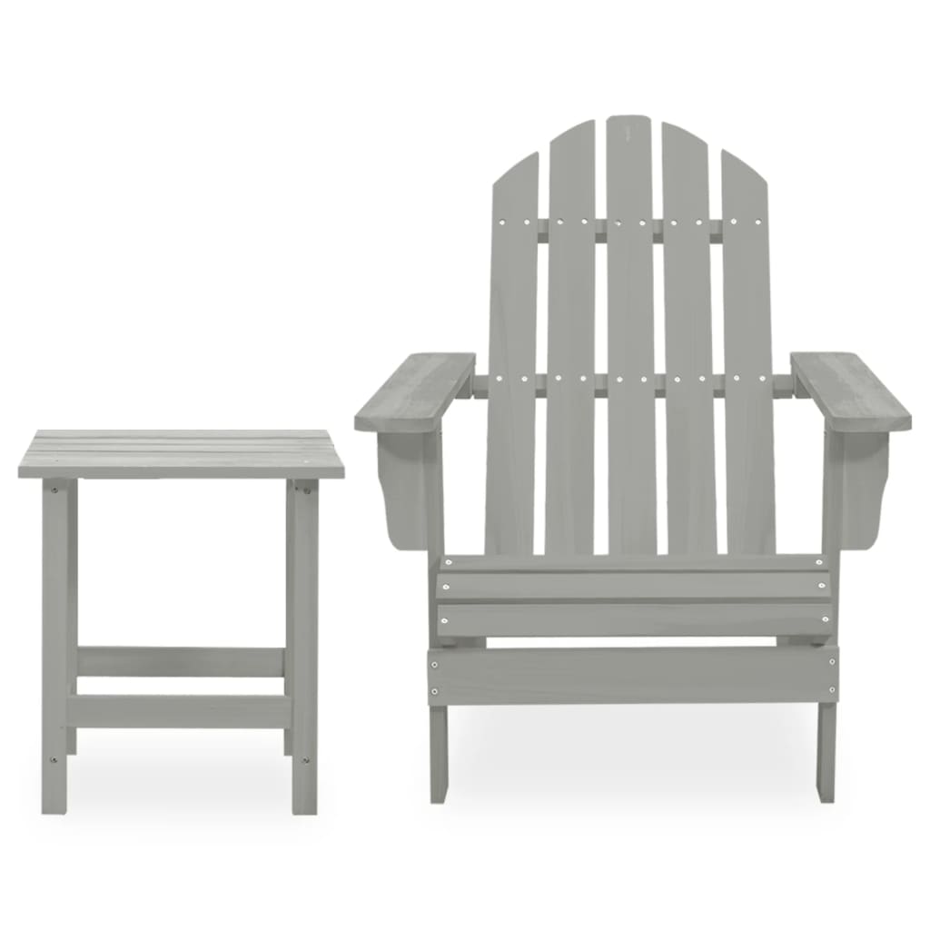 vidaXL Garden Adirondack Chair with Table Solid Fir Wood Grey