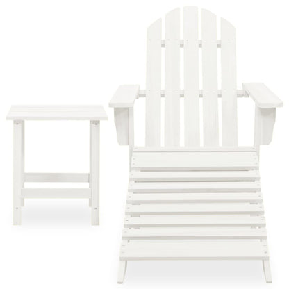 vidaXL Garden Adirondack Chair with Ottoman&Table Solid Fir Wood White