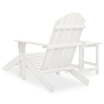 vidaXL Garden Adirondack Chair with Ottoman&Table Solid Fir Wood White