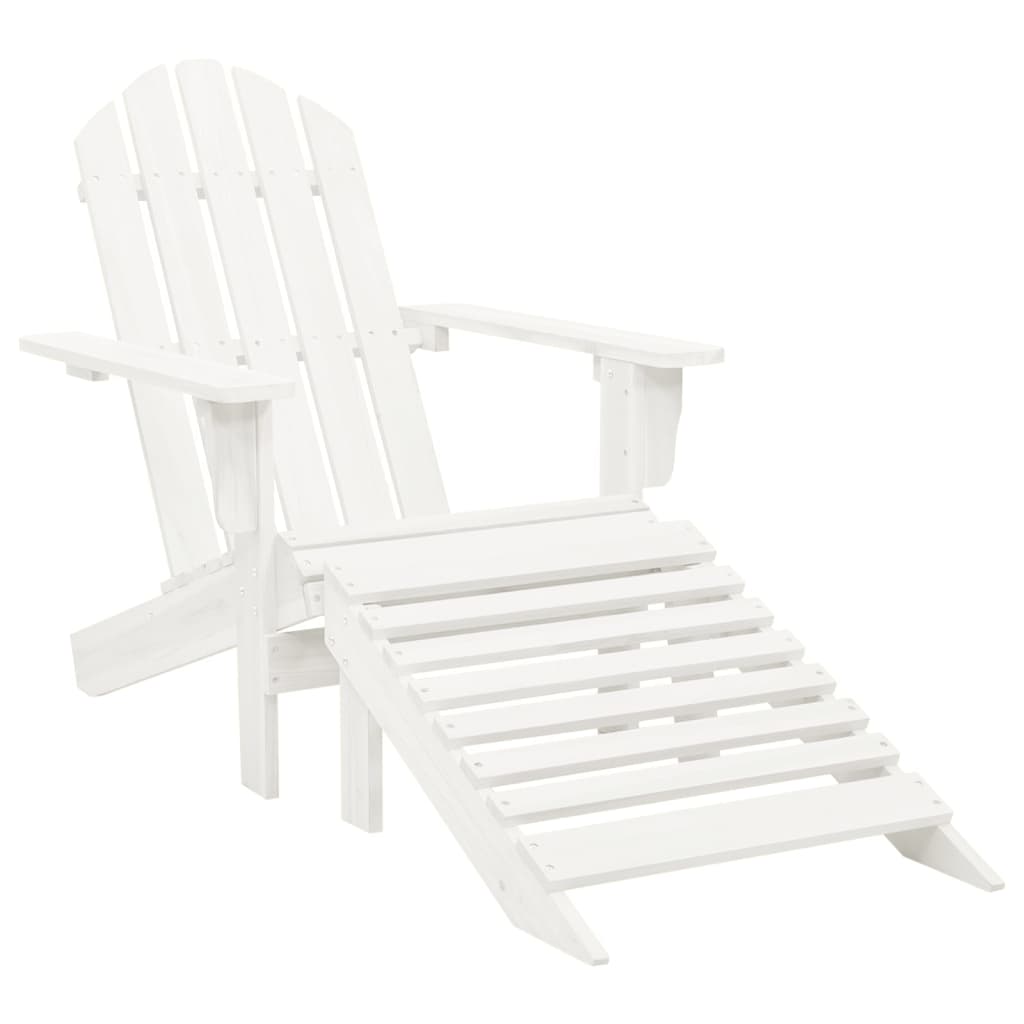 vidaXL Garden Adirondack Chair with Ottoman&Table Solid Fir Wood White