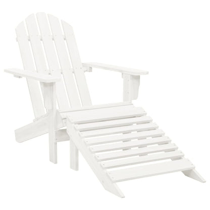 vidaXL Garden Adirondack Chair with Ottoman&Table Solid Fir Wood White