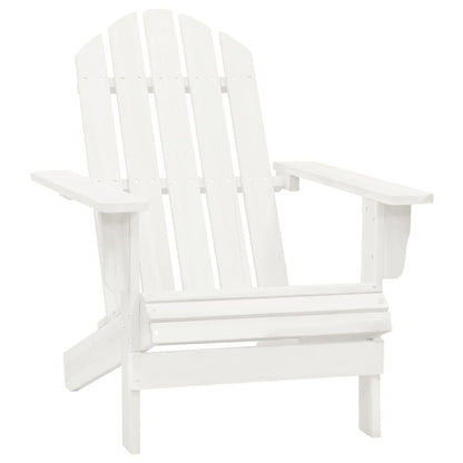 vidaXL Garden Adirondack Chair with Ottoman&Table Solid Fir Wood White