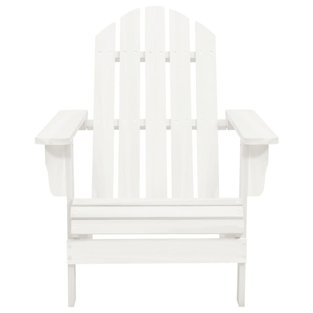 vidaXL Garden Adirondack Chair with Ottoman&Table Solid Fir Wood White