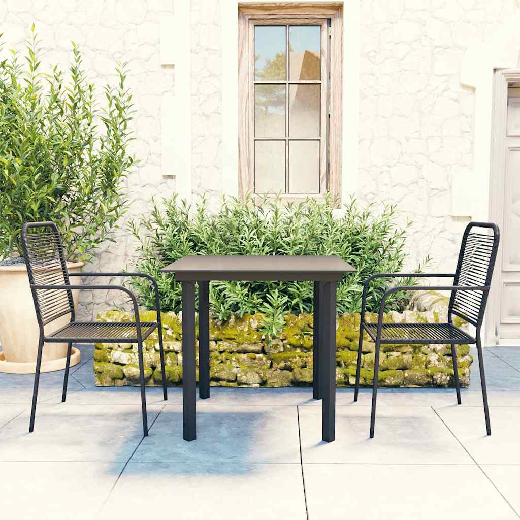 5 Piece Garden Dining Set Black Glass and Steel 80 cm table length 2