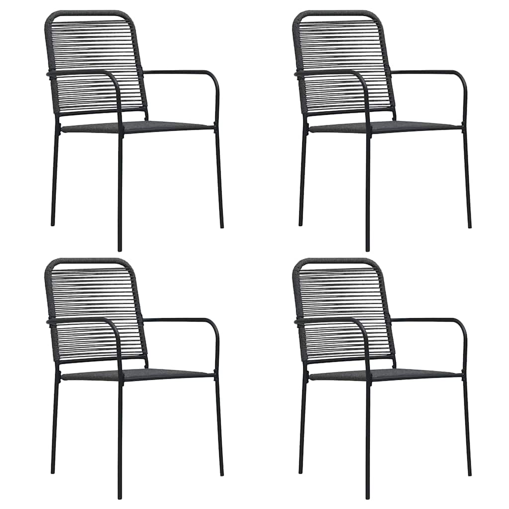 5 Piece Garden Dining Set Black Glass and Steel 150 cm table length 4