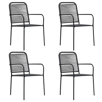 5 Piece Garden Dining Set Black Glass and Steel 150 cm table length 4