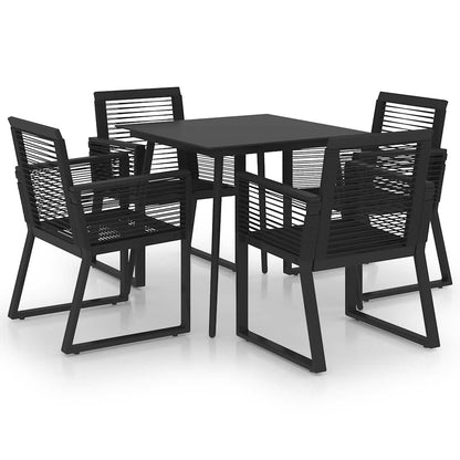 vidaXL 5 Piece Outdoor Dining Set PVC Rattan Black 2