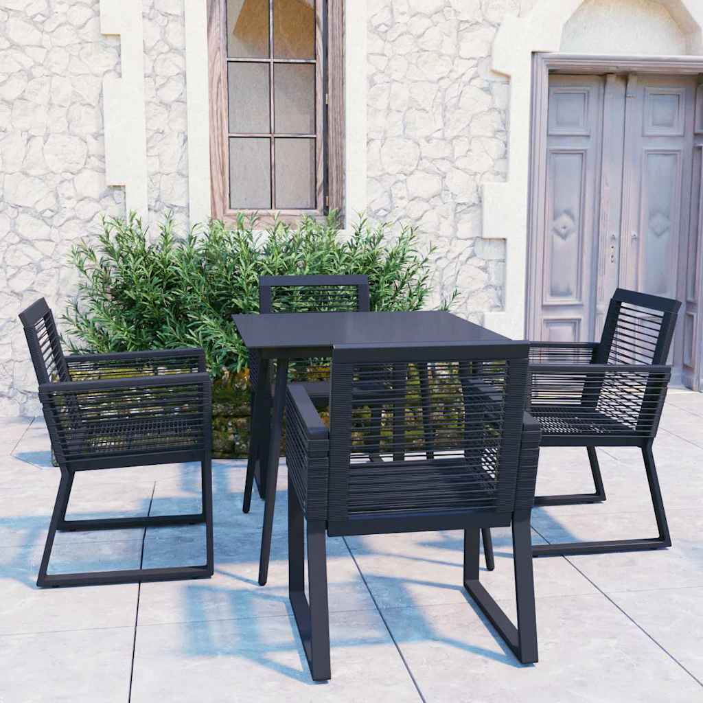 vidaXL 5 Piece Outdoor Dining Set PVC Rattan Black 1