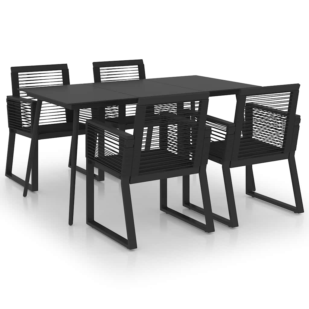 vidaXL 5 Piece Outdoor Dining Set PVC Rattan Black 2