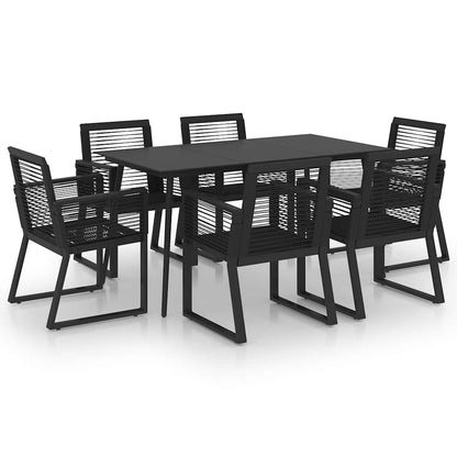 vidaXL 7 Piece Outdoor Dining Set PVC Rattan Black 2