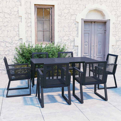 vidaXL 7 Piece Outdoor Dining Set PVC Rattan Black 1