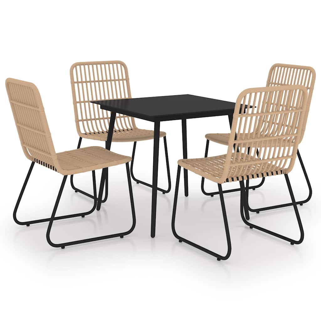 vidaXL 5 Piece Outdoor Dining Set Poly Rattan and Glass 2
