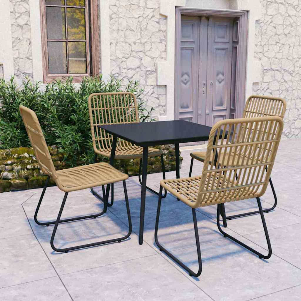 vidaXL 5 Piece Outdoor Dining Set Poly Rattan and Glass 1