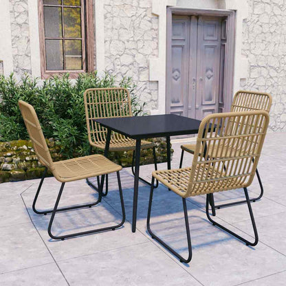 vidaXL 5 Piece Outdoor Dining Set Poly Rattan and Glass 1
