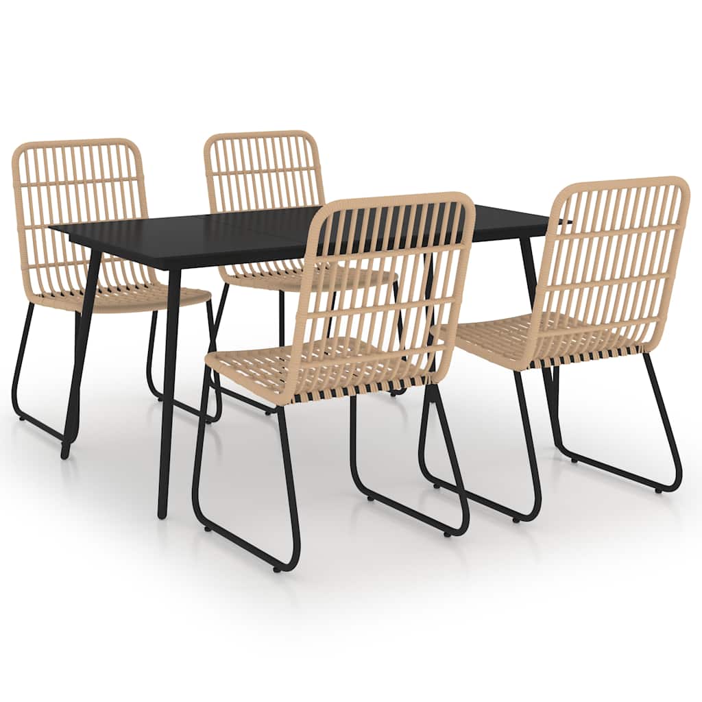 vidaXL 5 Piece Outdoor Dining Set Poly Rattan and Glass 2