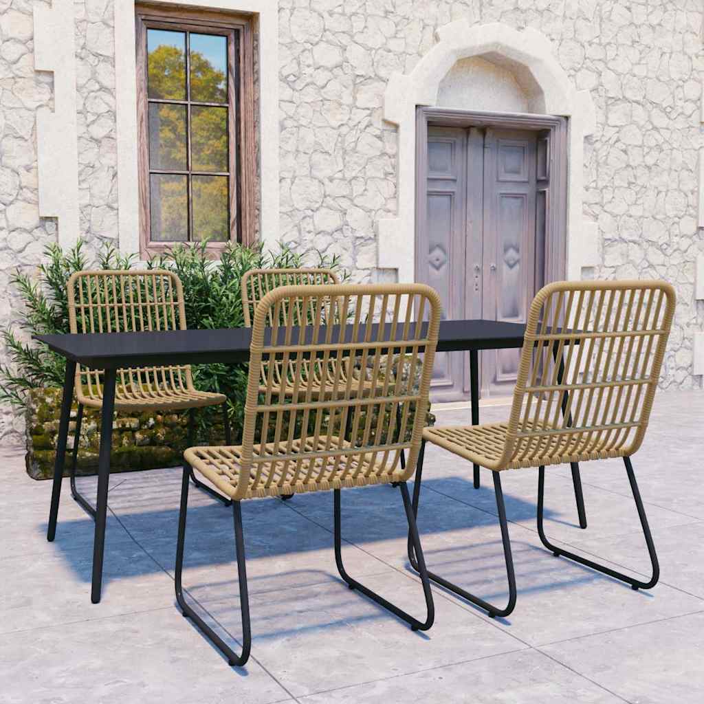 vidaXL 5 Piece Outdoor Dining Set Poly Rattan and Glass 1