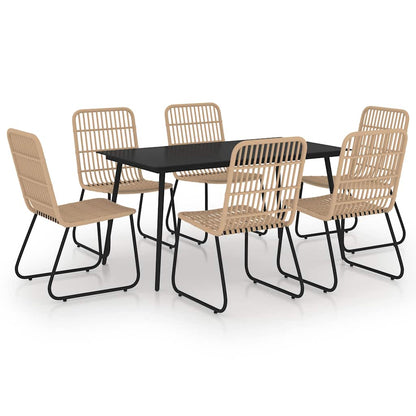 vidaXL 7 Piece Outdoor Dining Set Poly Rattan and Glass 2