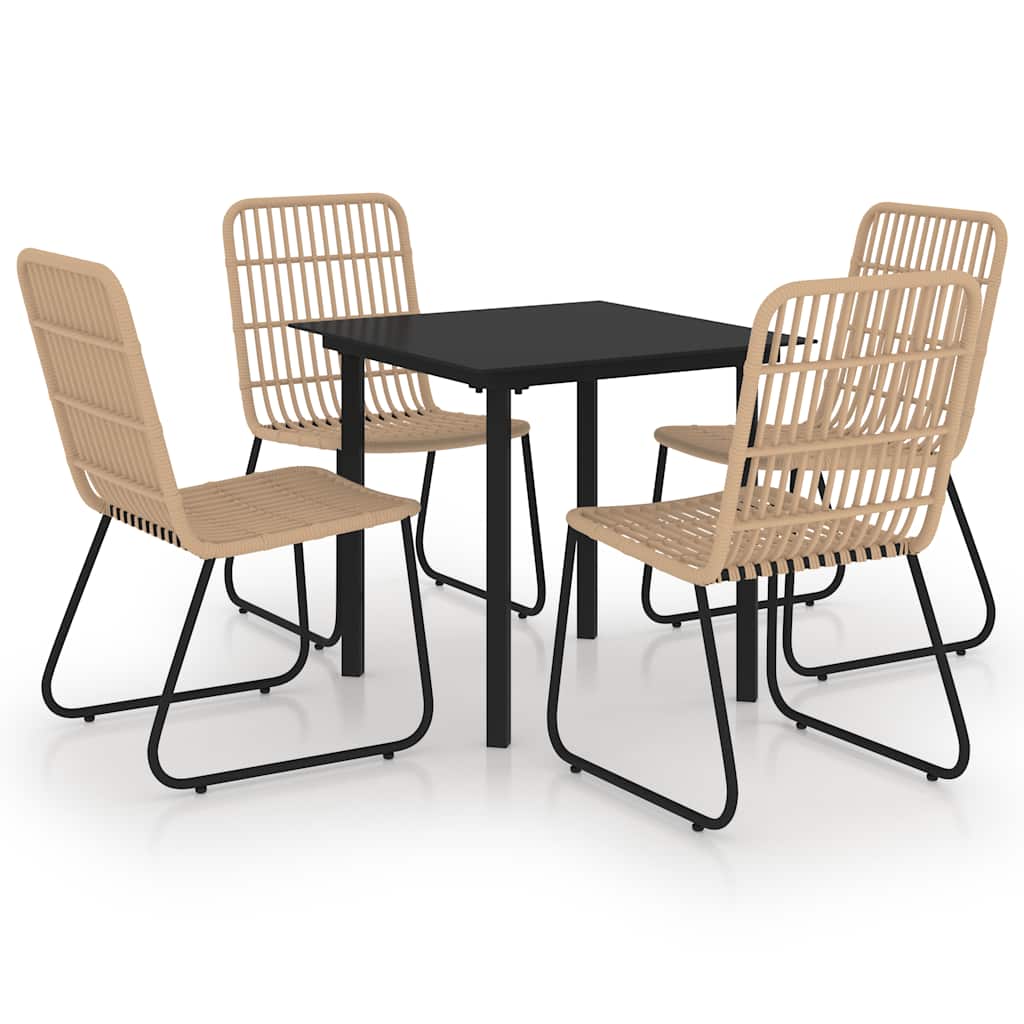 vidaXL 5 Piece Outdoor Dining Set Poly Rattan and Glass 2