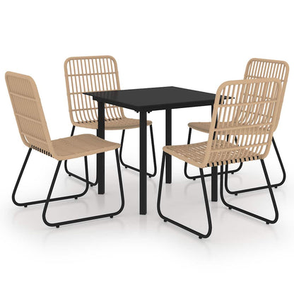 vidaXL 5 Piece Outdoor Dining Set Poly Rattan and Glass 2