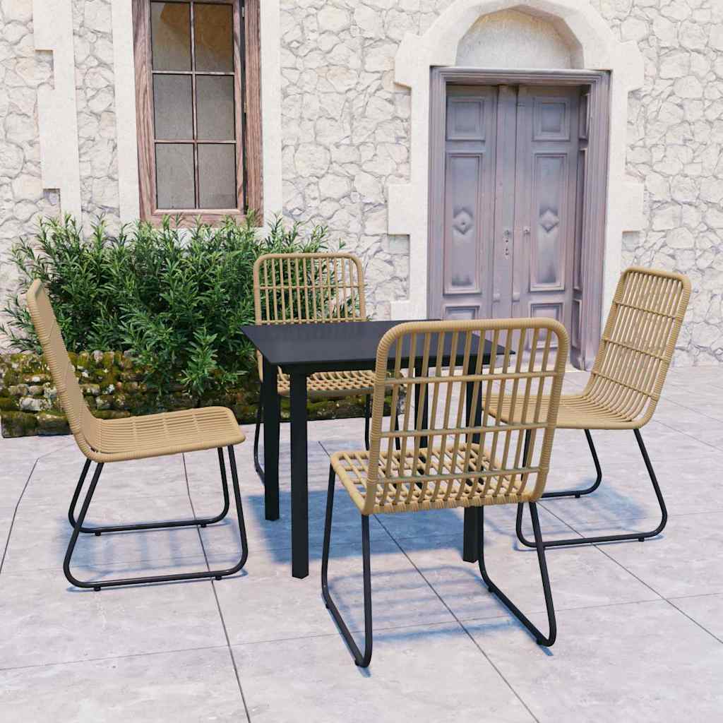 vidaXL 5 Piece Outdoor Dining Set Poly Rattan and Glass 1